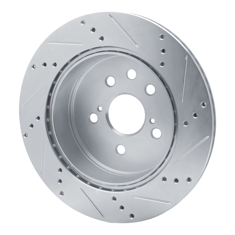 Lexus GS200T Brake Rotor (1) - Rear Left - R1 Concepts - Drilled & Slotted - Silver - `06-`20